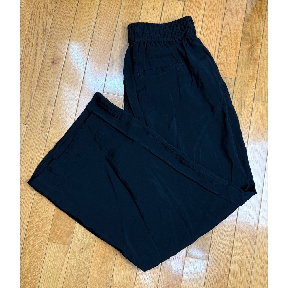 Madewell Black Lenzing Modal Wide Leg Pull On Elastic Waist Pants Small Petite - Picture 2 of 8